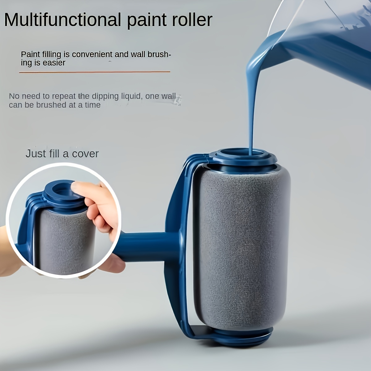 1 multi functional household paint roller self priming large roller with high density paint head large paint storage no   dipping   and   application   tool for latex paint suitable for latex and wall paint Product details 4