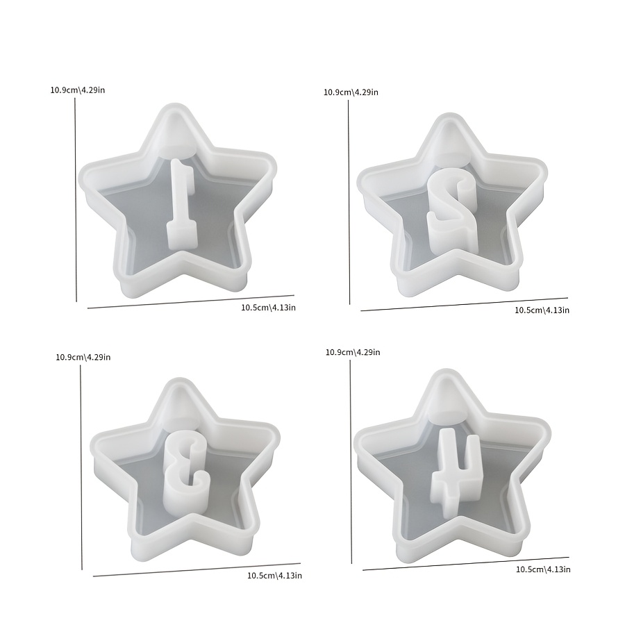 4pcs Silike Lufei Diy Silicone Mold Suitable For Making Hollow Five-pointed , Wax & Resin Crafts, Hollowed-out Star Holders For Aromatherapy Candles, Table Centerpieces, Mold For, Wax, Gypsum Candles