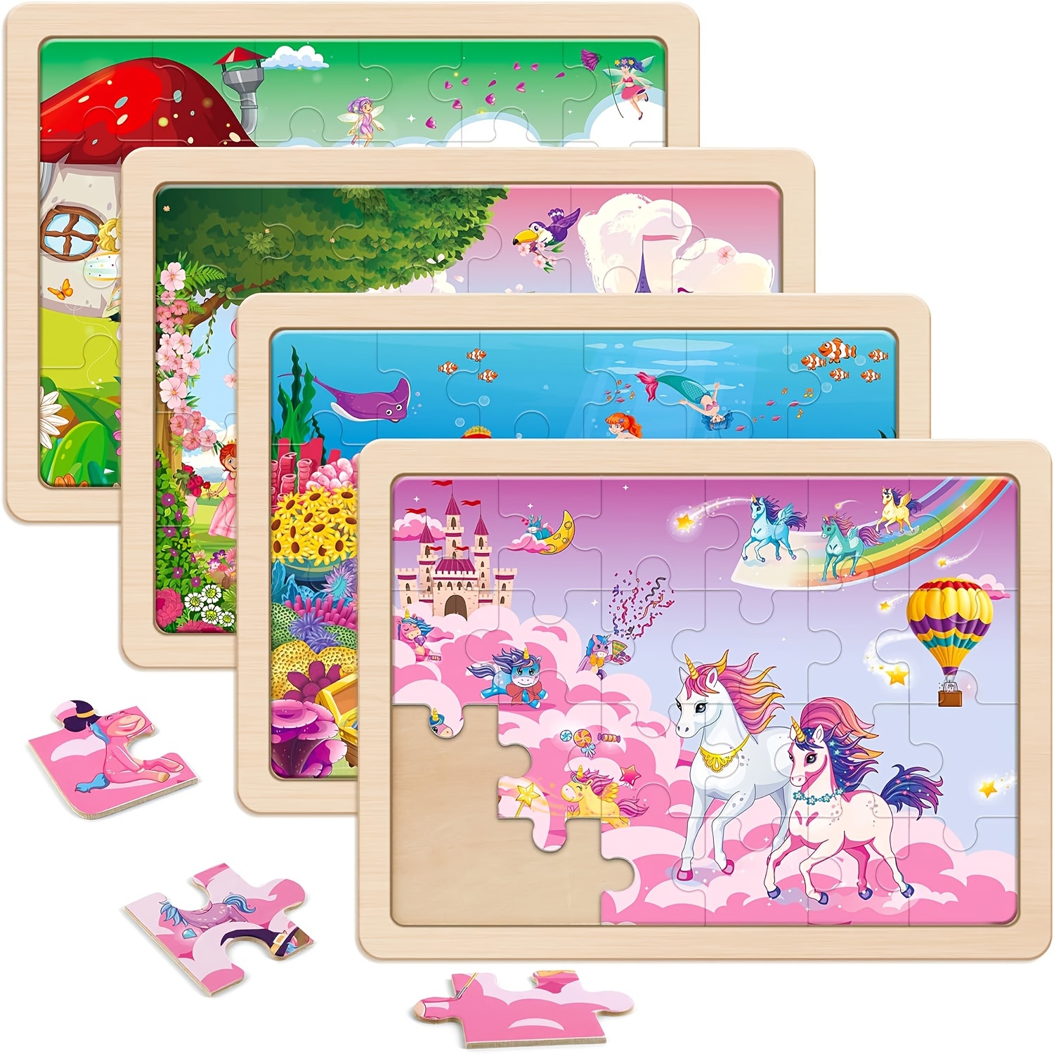 

Synarry Unicorn Wooden , Suitable For 3-8 , 4 Of 24pcs, Suitable For 4-6 , Pre- For 3-5