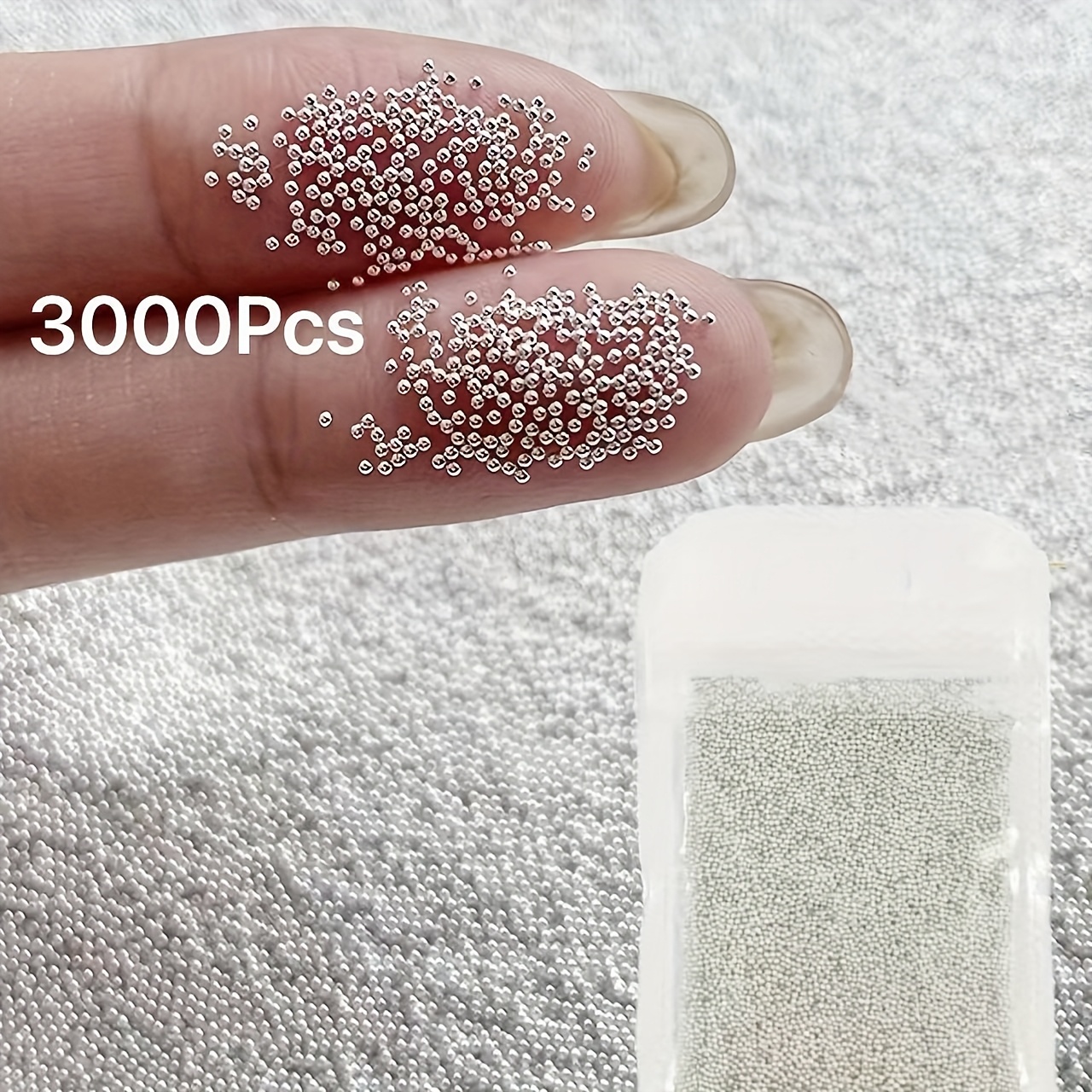 TEMU 3000pcs Caviar pour Ongles, Perles Rondes en Acier Doré Argenté pour Nail Art, Perles Caviar pour la Décoration d'Ongles, Idées Déco Ongles