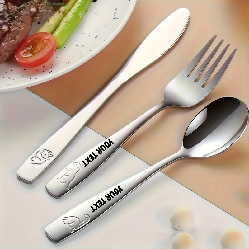 personalized stainless steel cutlery set   name   12 dinosaur pattern set including knife   and teaspoon suitable for   dining and special occasions Product details 2