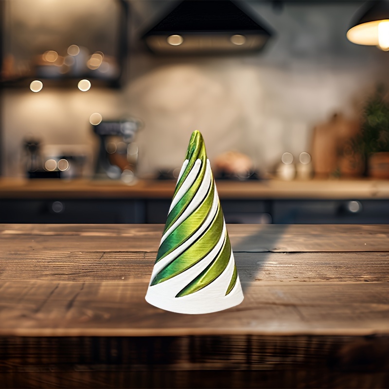 3D Printed Dual-Push Spiral Cone Desktop Ornament, Halloween Christmas Thanksgiving Holiday Gift