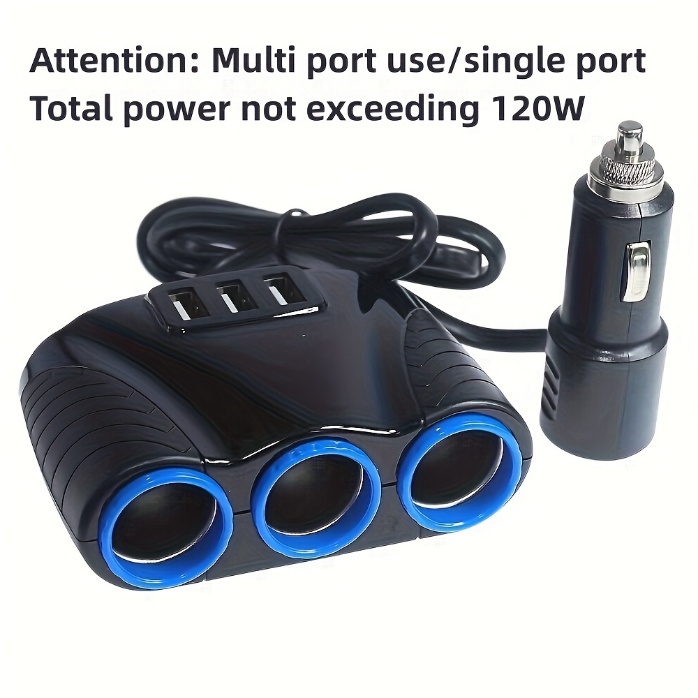 12v 3 Way Car Cigarette Lighter Socket In Car Charger Adapter Splitter USB  Port