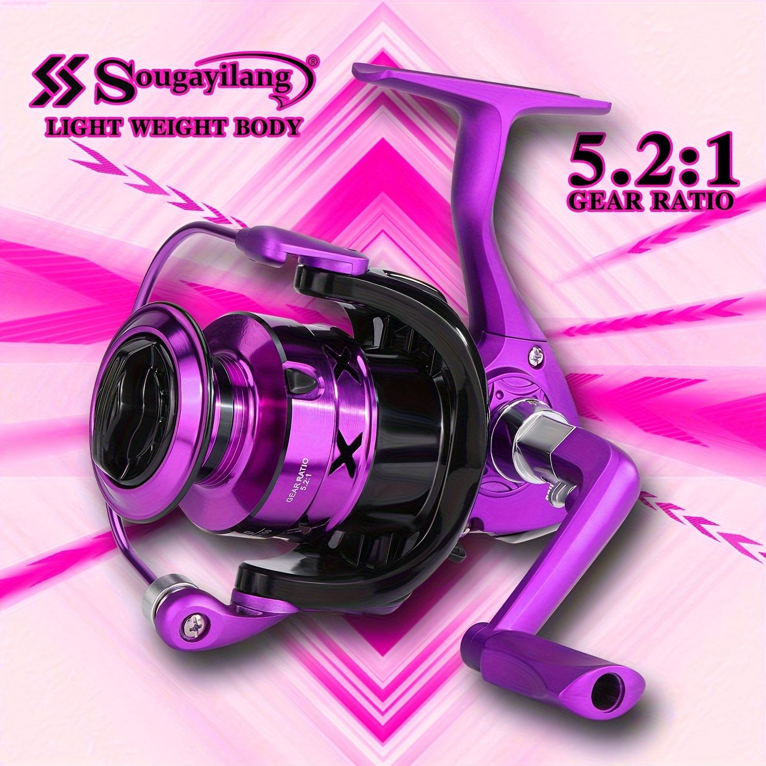 

Sougayilang 1pc 1000-7000 Series Spinning Reel, 5:2:1 High Gear Ratio, Super Light Cnc Aluminum Spool, Interchangeable Handle, Durable Metal Fishing Reel For Freshwater And Saltwater Fishing