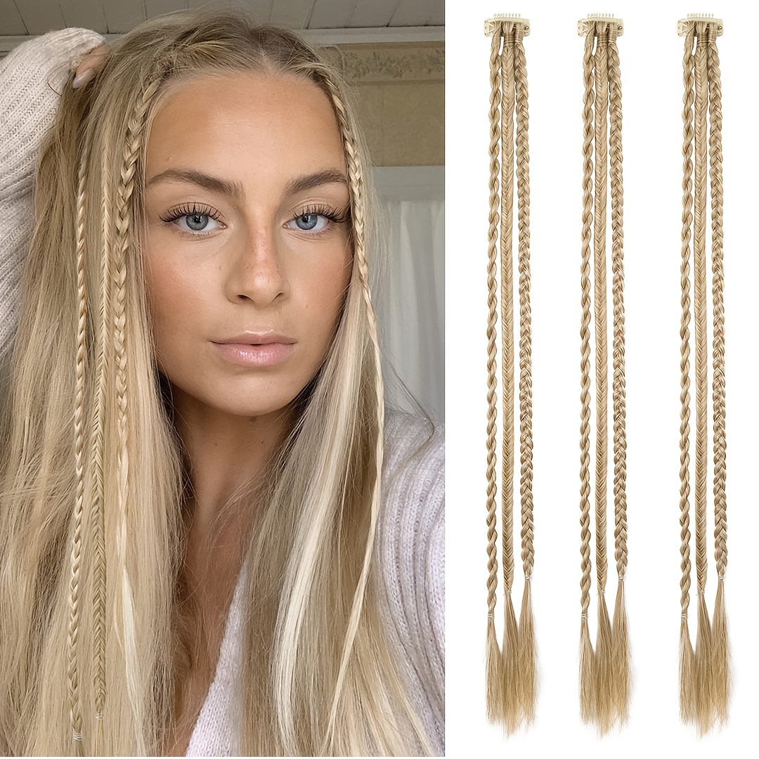 braid hair extensions 3pcs clip in hair extensions baby braids 3 braids on   6 braids   long   synthetic hairpieces for women details 1