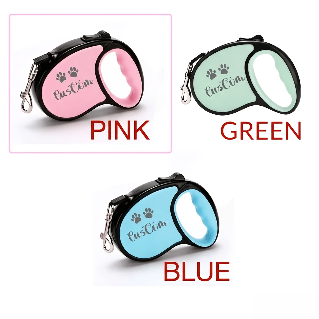 TEMU Laisse rétractable pour chien personnalisable : Laisse de 5 long, adaptée aux chiens et chats de petite et moyenne taille, avec une poignée