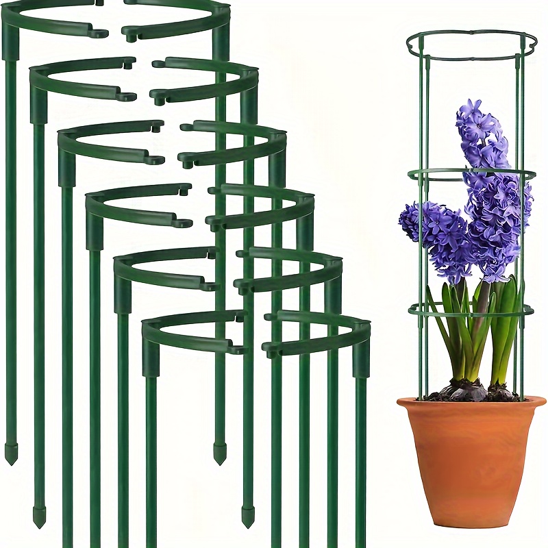 

16pcs Plastic Plant Support Stakes, 9.84in Semicircle Adjustable Frame Fixed Rods, Greenhouse Arrangement Tool For Indoor Flower Vine Climbing, Garden Care Accessories