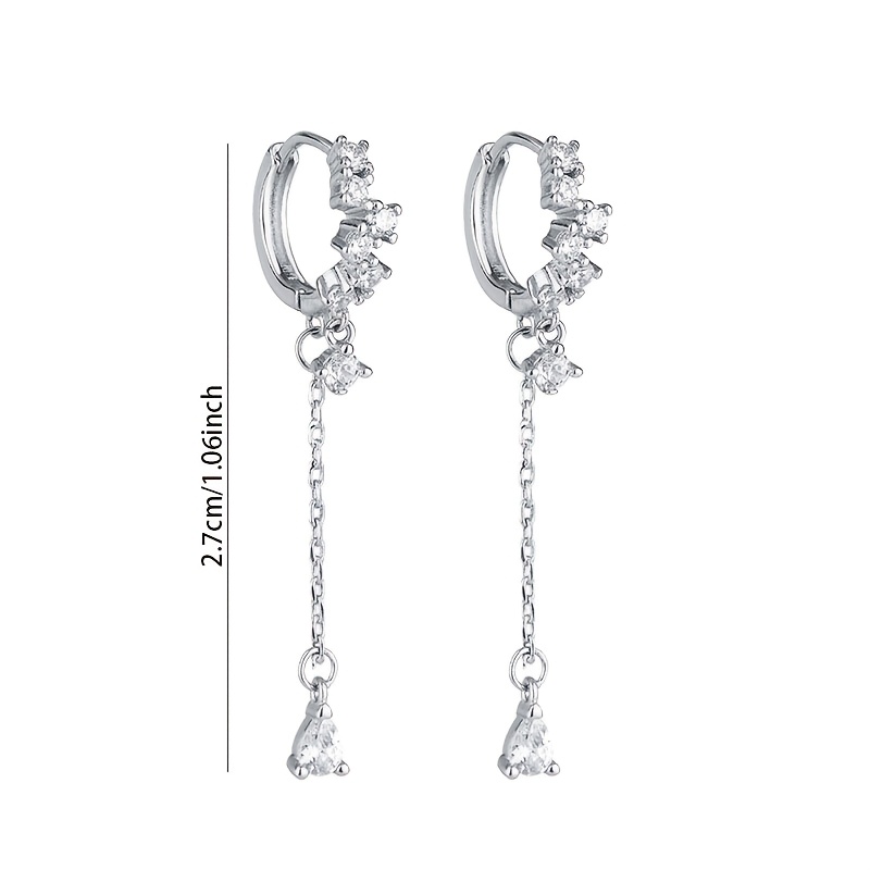 2pcs Women's S925 Sterling Silver Teardrop Tassel Earrings Gift