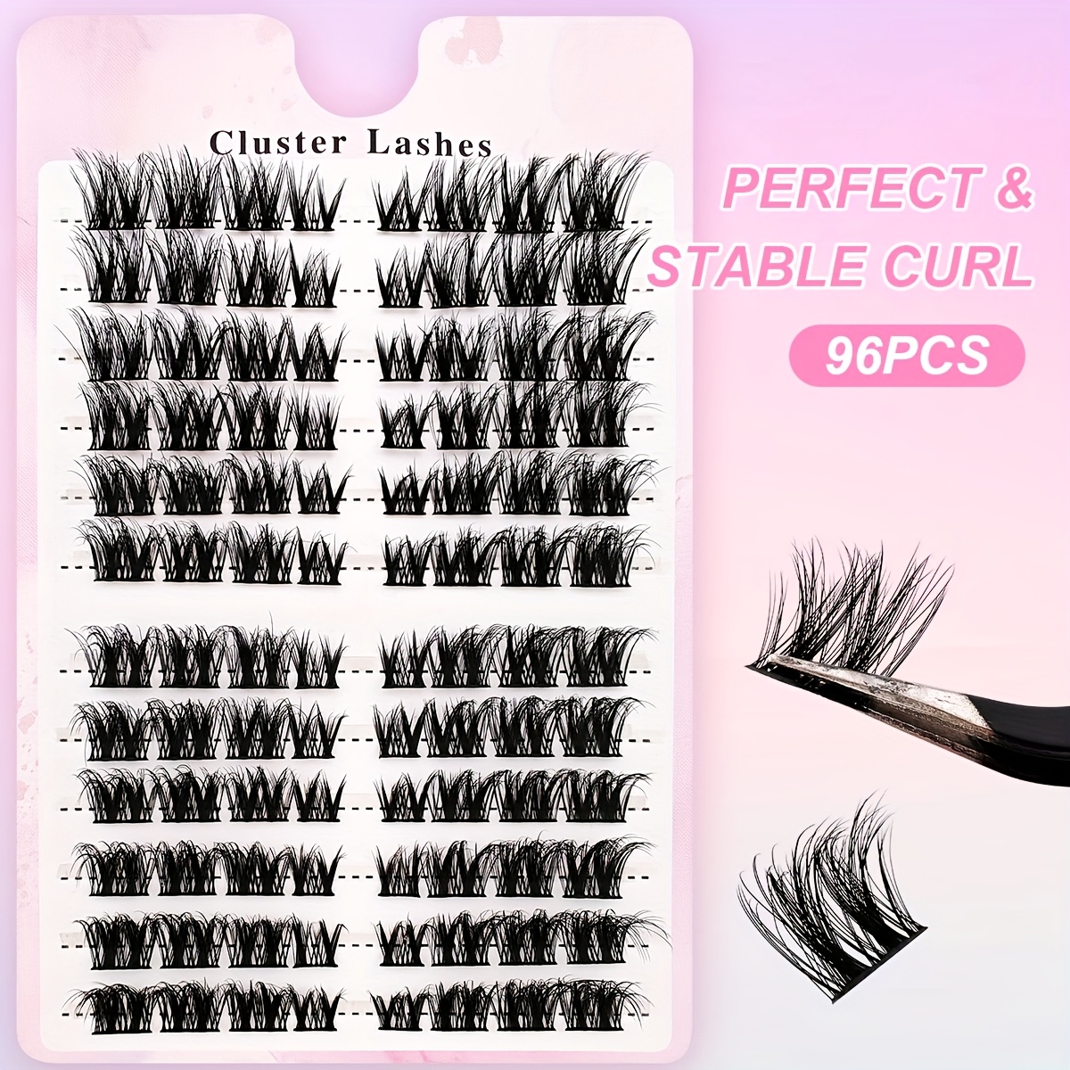 96 Clusters Fluffy False Eyelashes, Dense, , Curly, 8d Fluffy False Eyelash Clusters, Mixed Length 10-14mm, Comfortable And Versatile, Suitable For Occasions, Mink-like False Eyelash Clusters