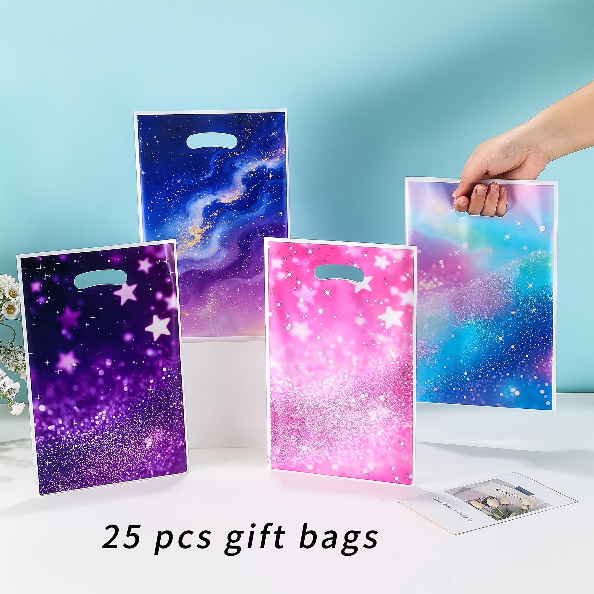TEMU Regalo /Lui 10-25-50 Sacchetti Regalo Colorati, Sacchetti di Imballaggio in Plastica di Piccole Dimensioni che Misurano 25*16.5Cm, Sacchetti