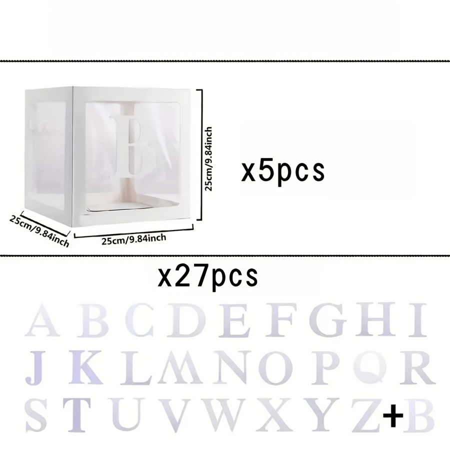 32pcs White Transparent Balloon Box With 27 Letters, Party Decoration Background, Suitable For Birthdays, Bride Decoration, Gender Reveal, Party Decorations