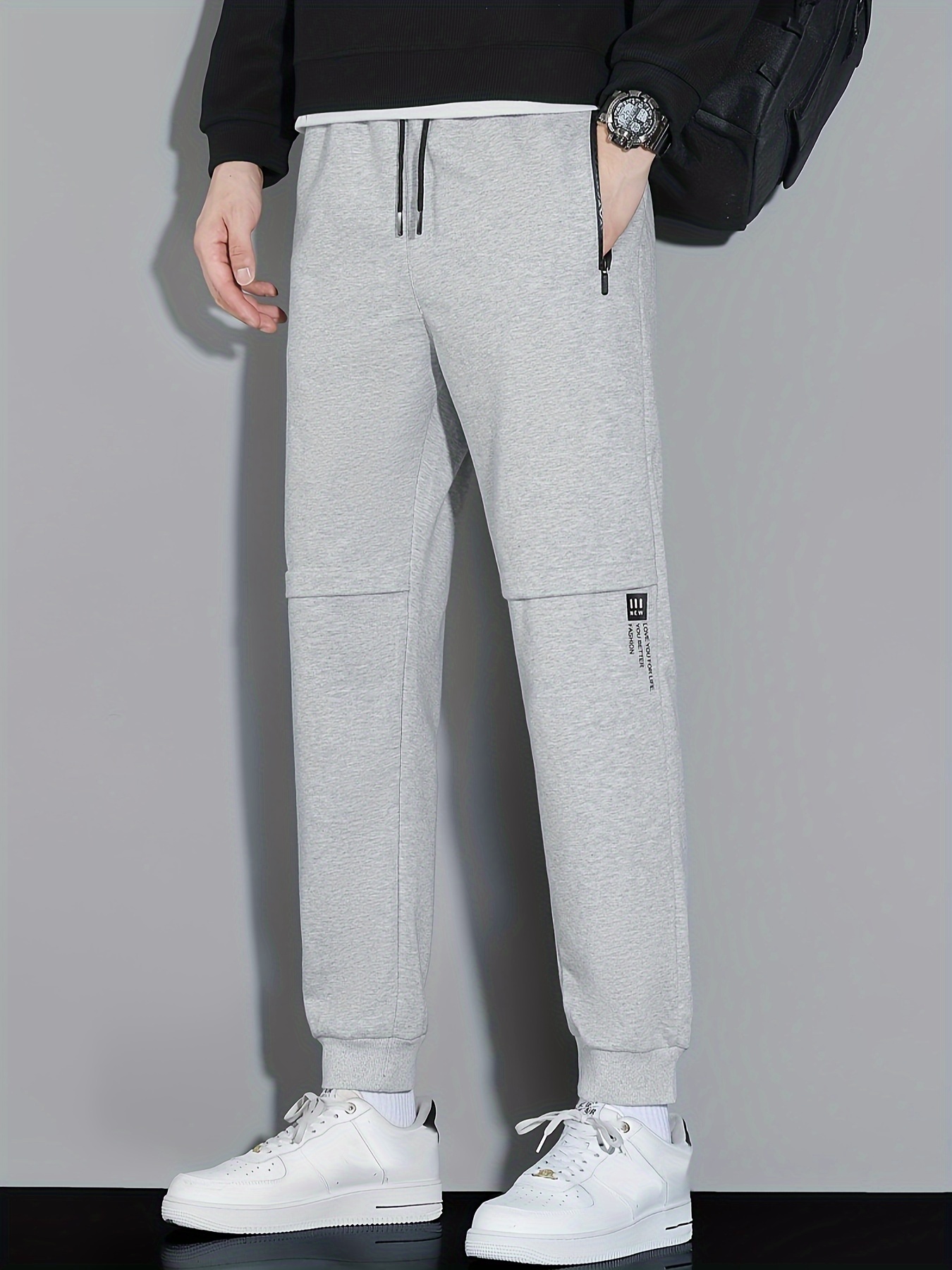 Casual Sports Pants, Drawstring Sweatpants Gray For Outdoor