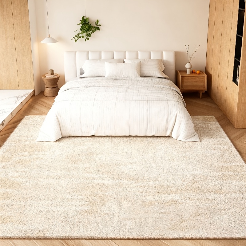 TEMU Velvet Large Living Room Area Rug, White Gradient Texture Study Room Carpet, Luxurious And Room Sofa Rug, Simple And High-end Bedroom Decorative