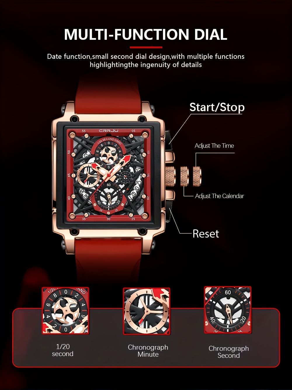 unisex watch light   multifunctional   silicone strap sports details 3
