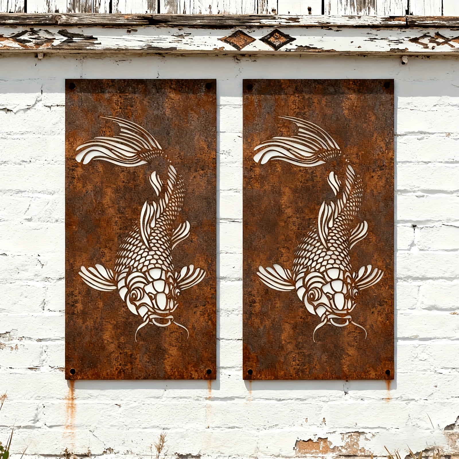 TEMU 【2d Flat】 [2d Flat] 2pcs Items, Including Christmas Vintage Metal Garden Decorative Plaque, Garden Wall Ornament, Garden Decorative Stake And