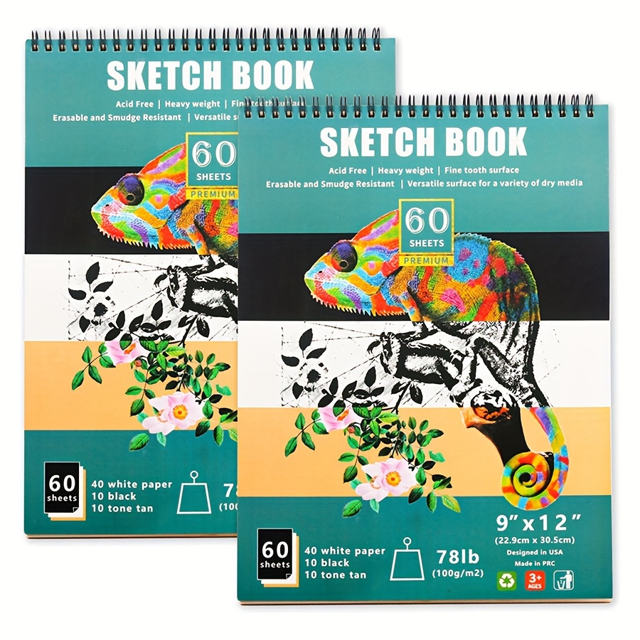 

2-pack Artpro Sketch Books With Detachable Three-color Paper Sheets, 9x12 Inches, For Drawing, Quick Sketching, Watercolor Painting, Artists, Students, And Office Supplies