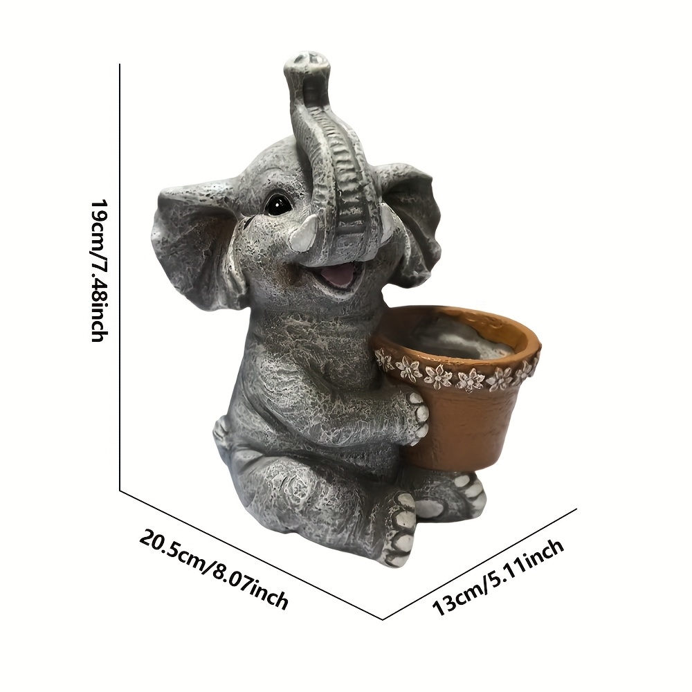 E-shop Stehende Nase Elefant Statue Ornament Desktop Tisch Kreativ Niedlich Harz Kleine Topfpflanze Garten Hof Landschaft Dekor