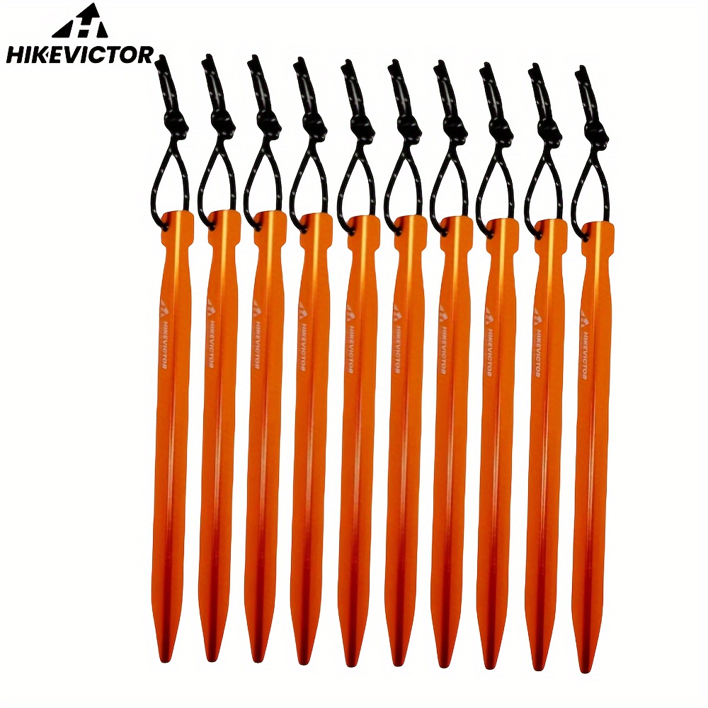 

Hikevictor 10pcs Aluminum Alloy Ultralight Tent Pegs, 16cm Outdoor Camping Ground Nail Tent Stakes With Wind Rope