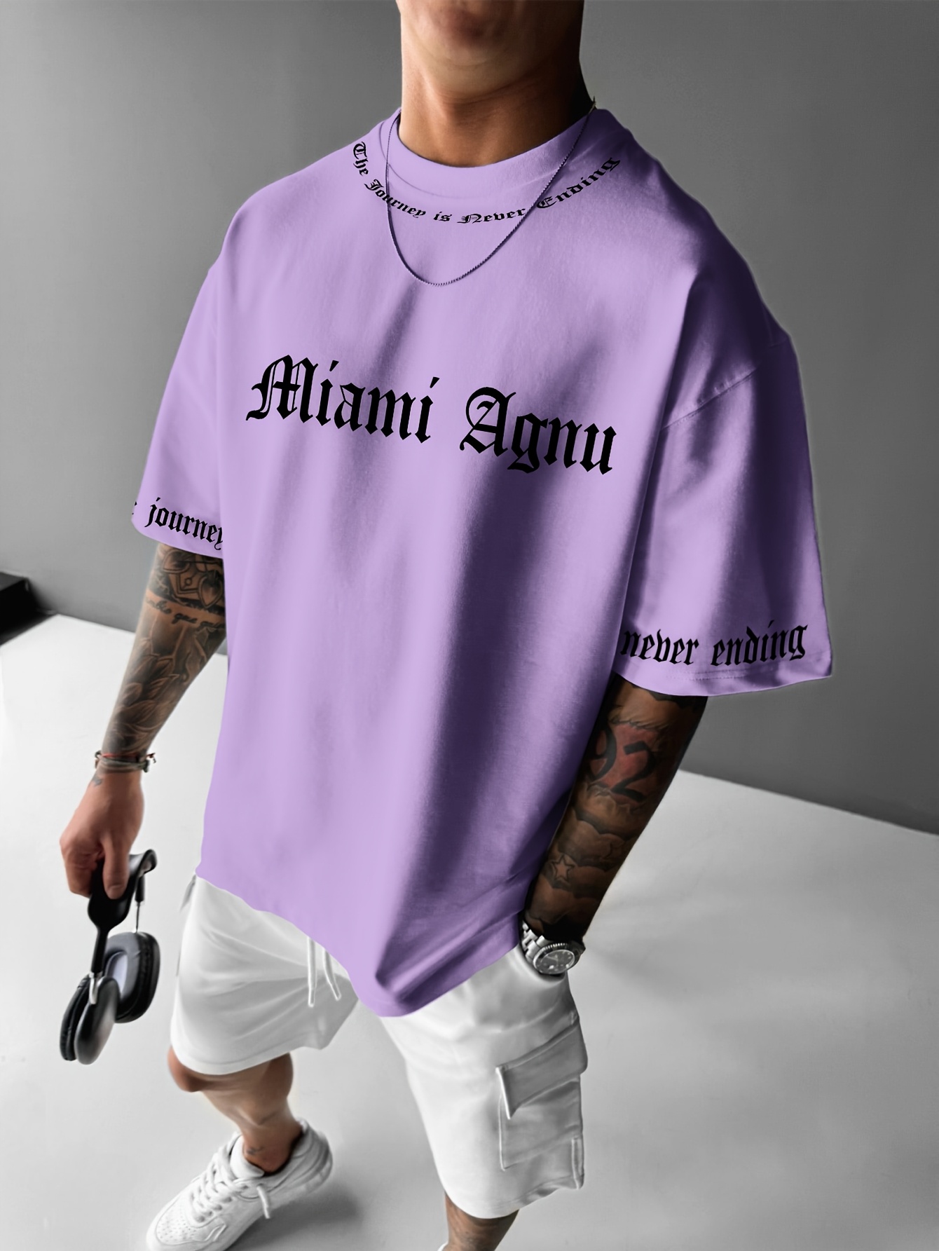 men's miami inspired streetwear graphic t shirt loose fit - Temu