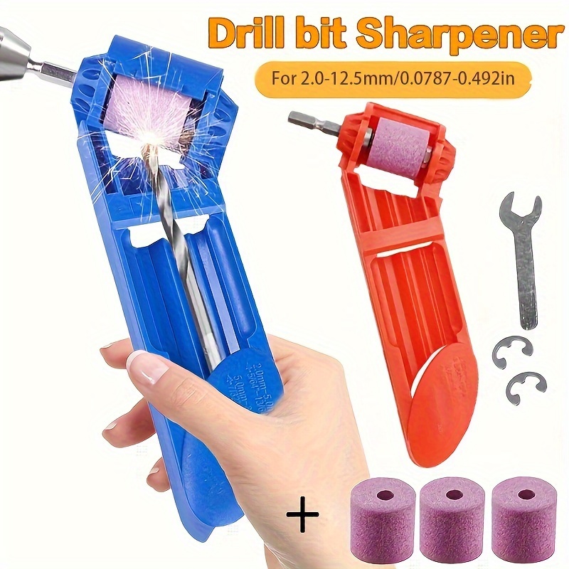 

1 Set Of Drill Bit Sharpener, 2.0-12.5mm Portable Drill Bit Sharpener, For Drill Bit Polishing, Corundum Sand Wheel Drill Bit Sharpening Tool, 1 Set Of Tools And 3 Diamond Sand Wheels