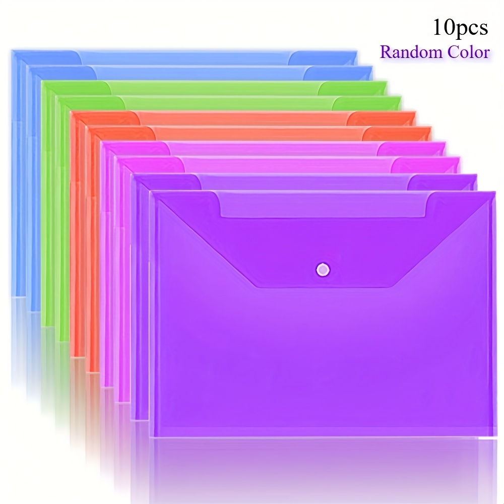 Durable Document Folders With Snap Button Closure - 5/10/20pcs Set For A4/letter Size, Keep School, Office And Home Work Supplies Organized (random Colors)