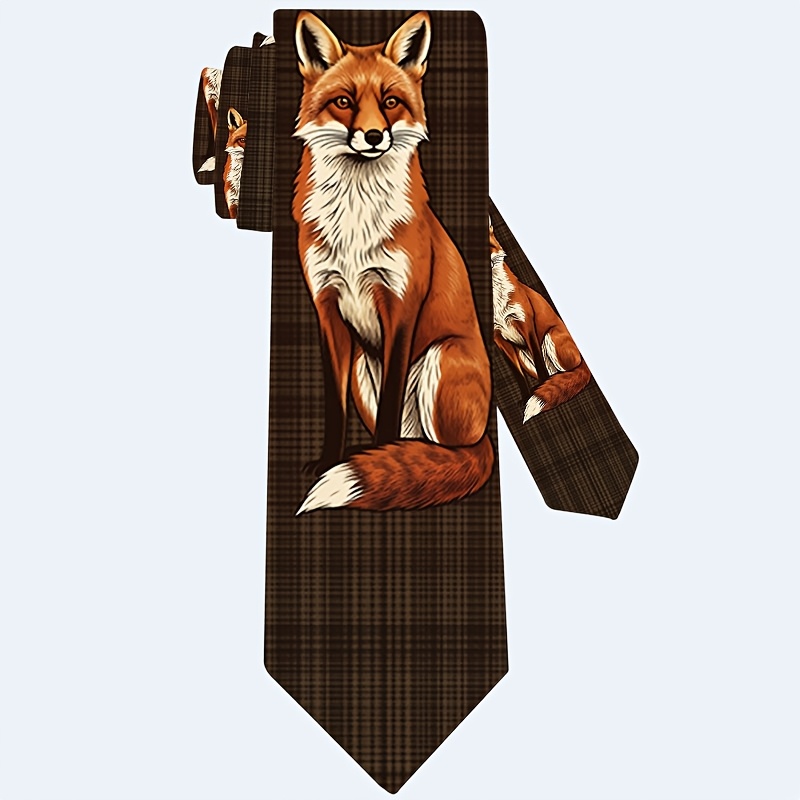 TEMU 1pc, Adorable Cartoon Fox Design Necktie, Ideal For Celebrations, Festive Occasions, And Everyday Wear, Seasonal Fashion Item | Trendy Neckties