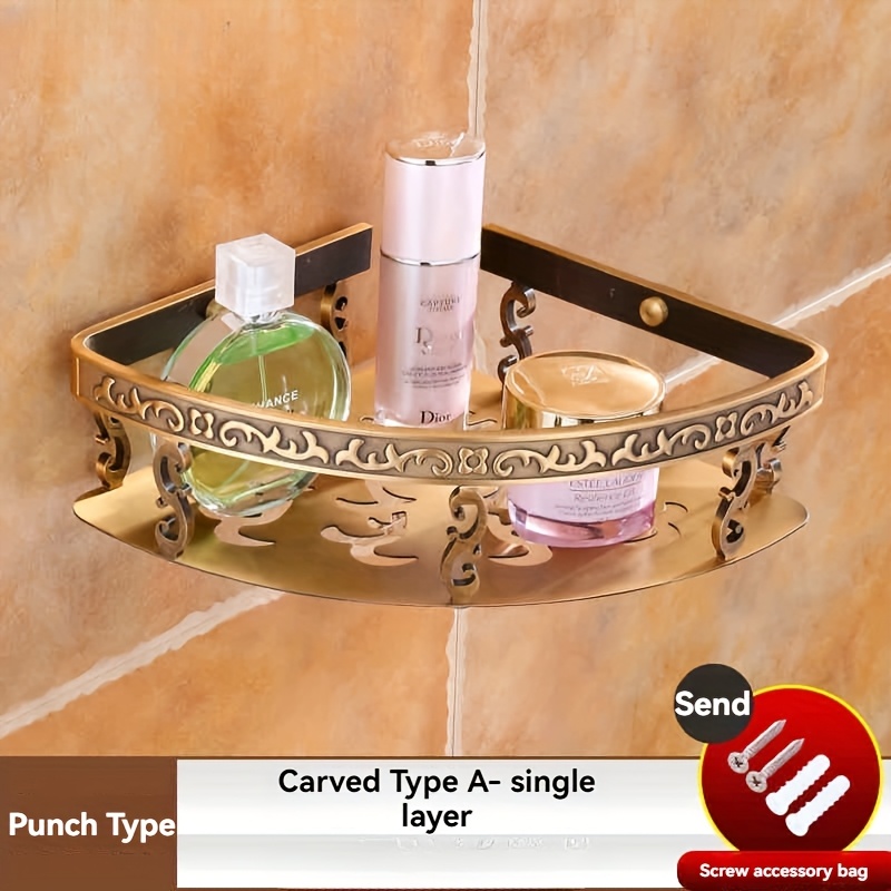 TEMU European-style Vintage Bathroom Shelf Shower Room Toilet Corner Wall-mounted Storage Corner Shelf