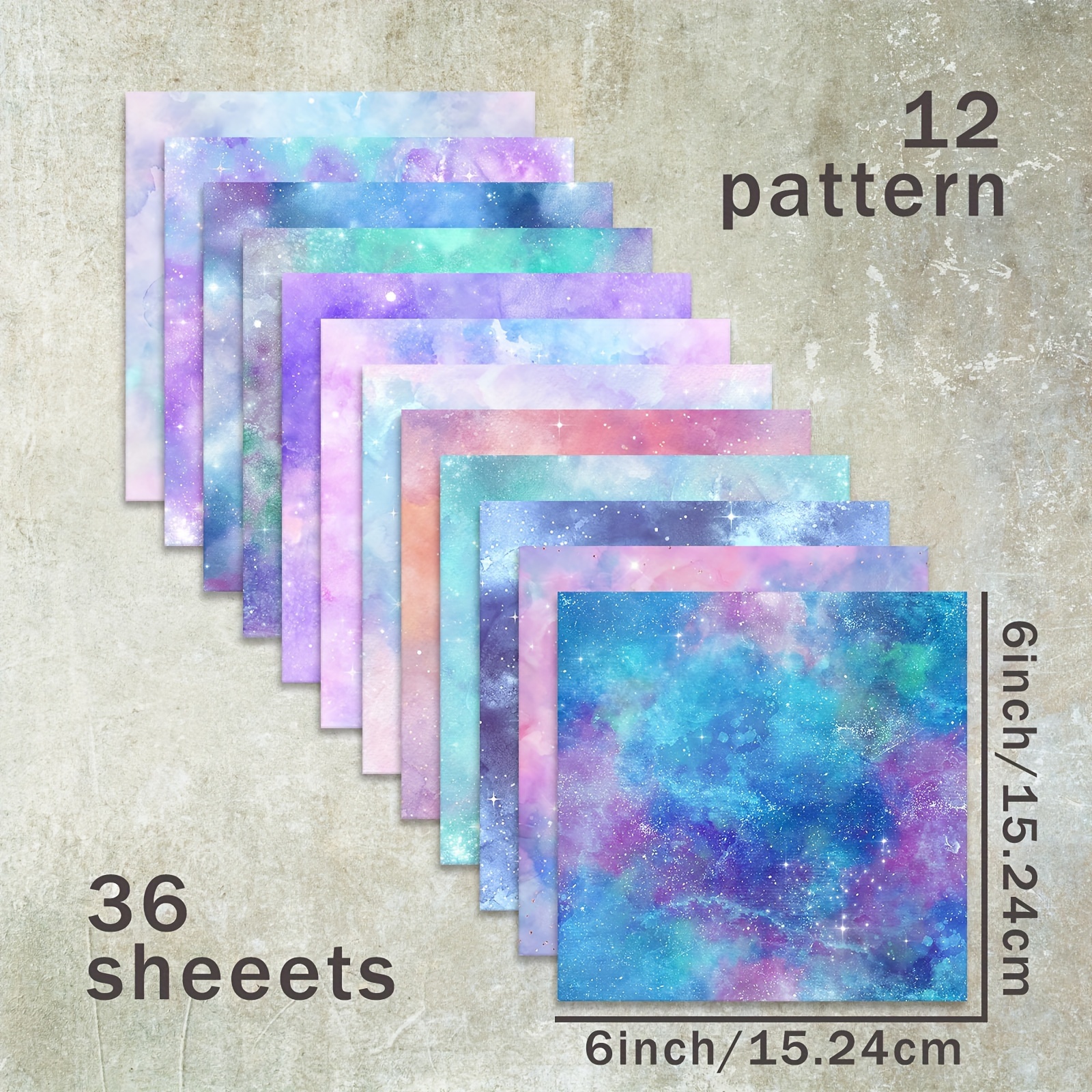 E-shop 36 Blätter von 15 cm buntem Universum Sternen-Hintergrund -Papier, Geeignet für Bullet-Diary Müll Magazin Grußkarten Hintergrund Fotoalbum und