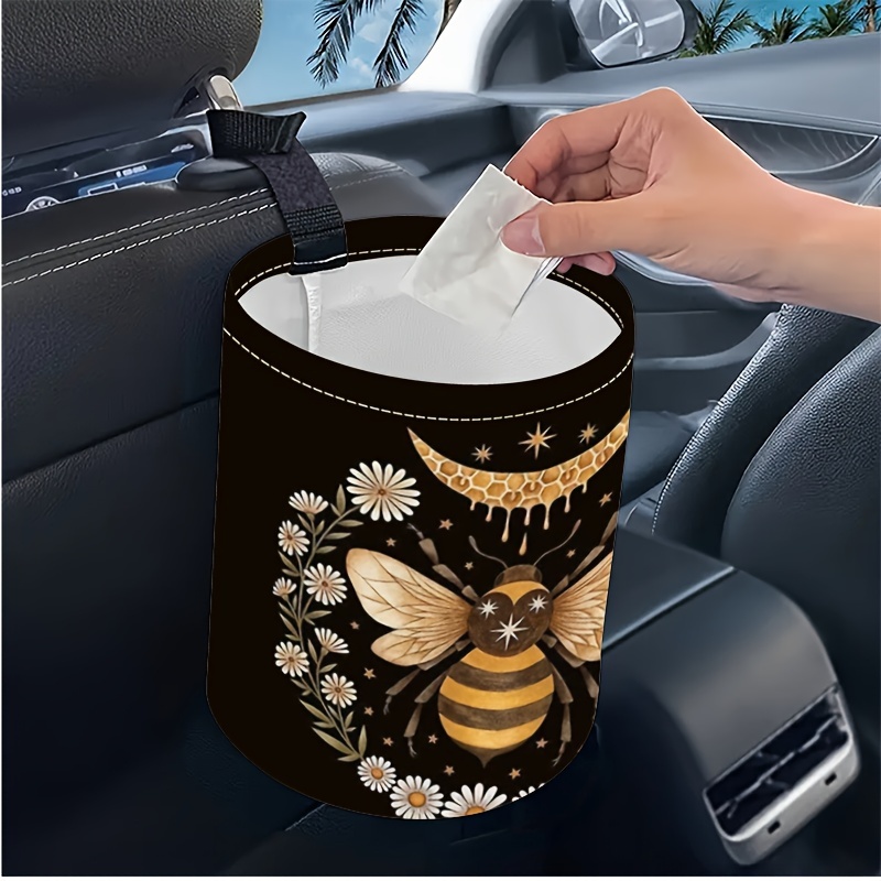 

1pc Bee Pattern Car , Bin, Trash Bin For , Camping, Car Accessories For Women, Car Organizer, Car Decor