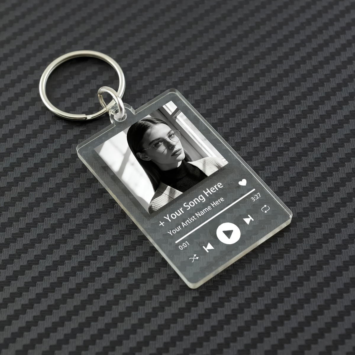 TEMU 1pc Customized Personalized Music Keychain Creative Acrylic Keychain For Music Enthusiasts To Customize Photo And Message Gifts, Holiday Gifts,