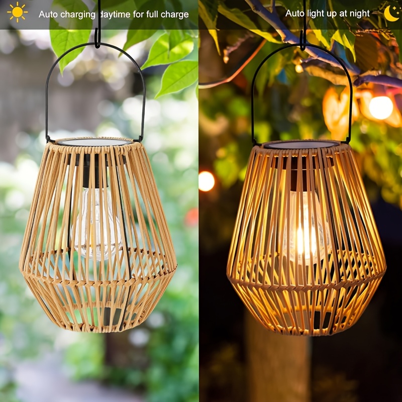1  /2  s zonne-lantaarns buitenverlichting voor hangend gebruik, solarwoven lantaarn zonnelichtbron decoratie voor tuin, erf, veranda,  , gazon, pad geschikt om op te hangen of staande te zijn 3