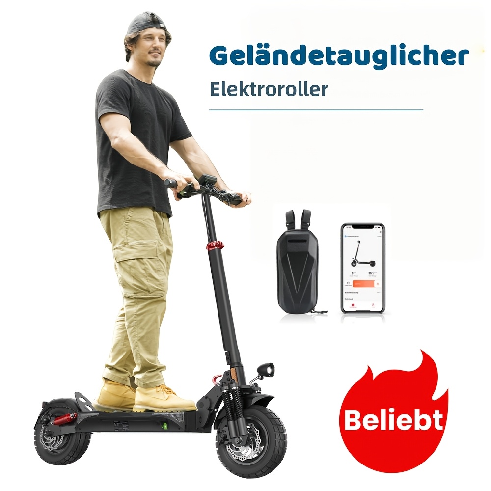 E-scooter With Road Approval, 50 Km Range, 10-inch Off-road Pneumatic Tyres With Absorption System, 48v/12.5 Ah Battery, 500w Motor, App Connection, Foldable E-scooter.