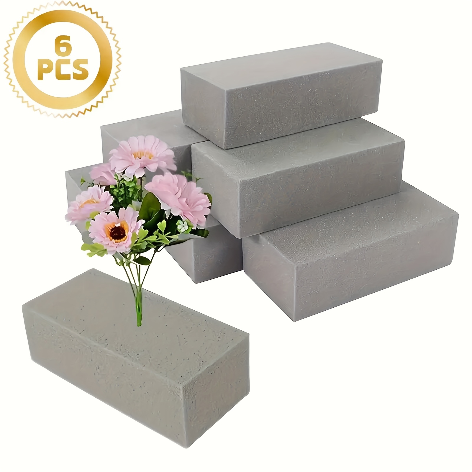 E-shop 6 Stück graue, hochdichte Blumensteck Schaumstoffblöcke, Premium Trockenkunstblumen Blumensteck Schaumstoff, (11 x 7,5 x 4 cm) Rechteckige