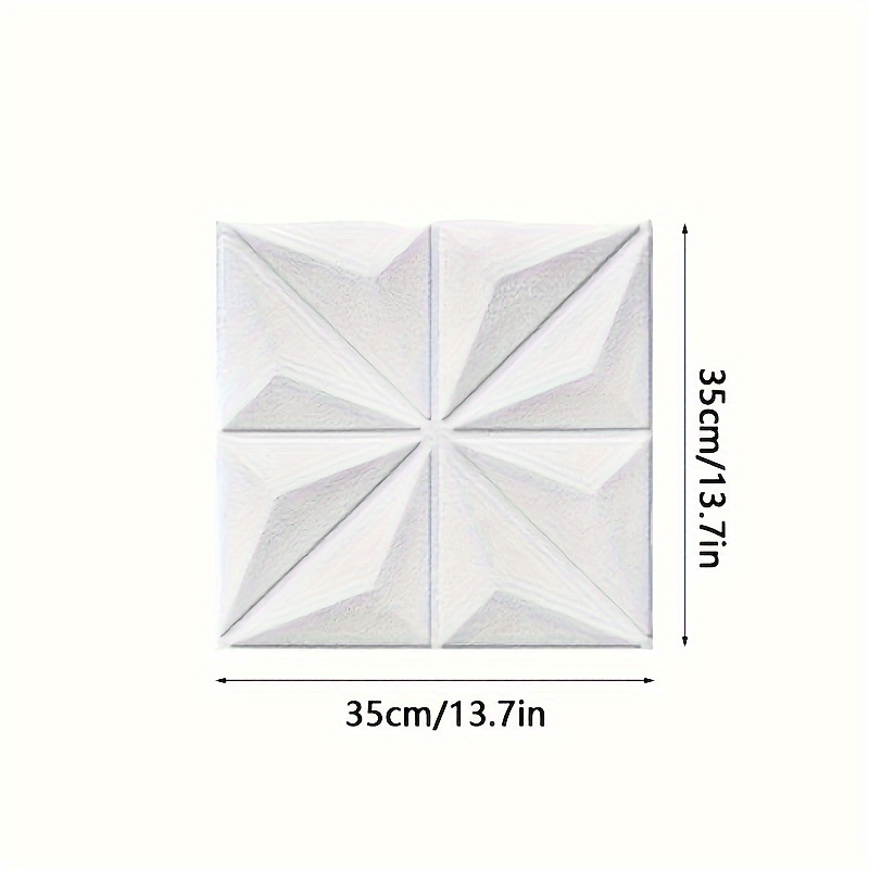 50Pcs/100pcs 3D wall tile matte white self-adhesive waterproof wall sticker, easy to clean and free to cut, for kitchen, living room, bathroom corridor, diamond wall sticker, diamond three-dimensional pattern, 13.7 x 13.7in for living room