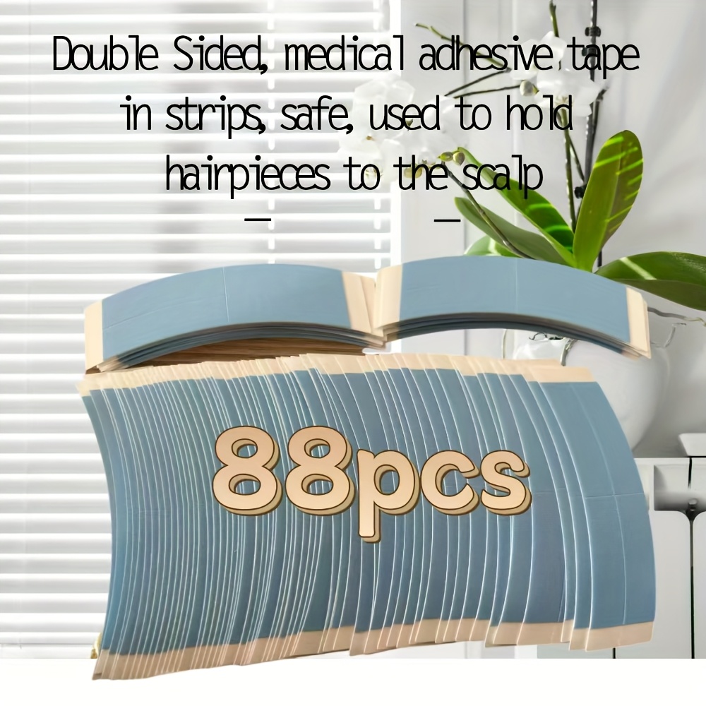 Image of 88pcs Blue Double Sided Lace Wigs Adhesive Tape Strips For Lace Front Wig Toupeeeasy To Remove And Light Beige Proofuse For Lace Wigs,toupee,hair System .double Sided