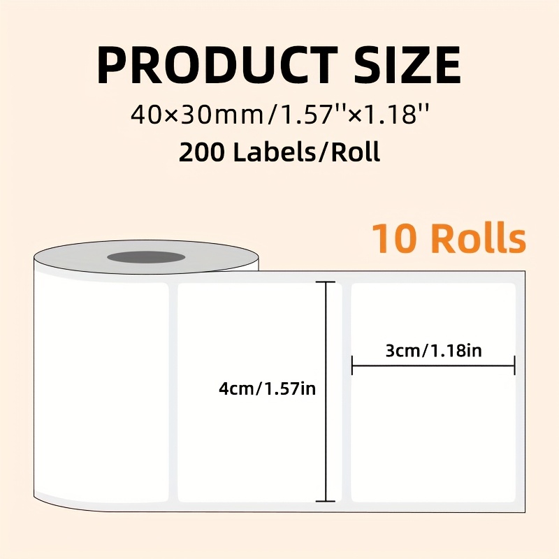 Image of Each Pack Contains 10 Rolls Of Stickers 40*30mm, Each Roll Contains 200 Stickers, Suitable For Home/school/office/address/barcode/label Stickers, Compatible With M221/m110//m120/m220
