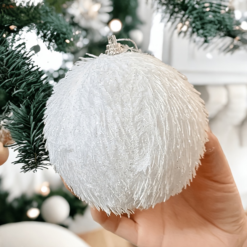 TEMU Lot de 2 boules de Noël ornementales de neige d'hiver, suspendus à texture de neige pour sapin de Noël, pendentifs sphériques décoratifs de Noël