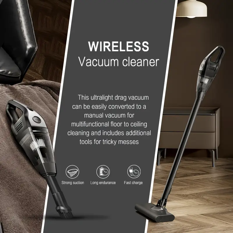 cordless vacuum cleaner super light suitable for home and car use with powerful suction of deep cleaning hard floors carpets and pet hair easy vacuuming details 0