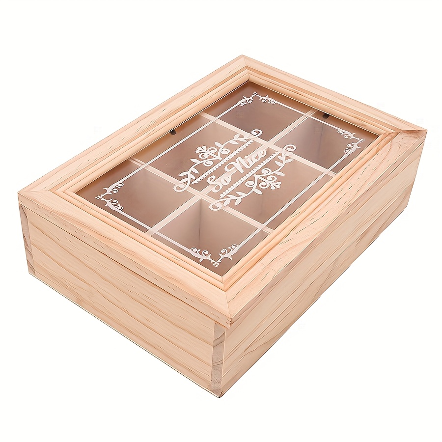 Wooden Solid Wood Six-compartment Rectangular Acrylic Multi-compartment Wooden Box Desktop Organizer Storage Box