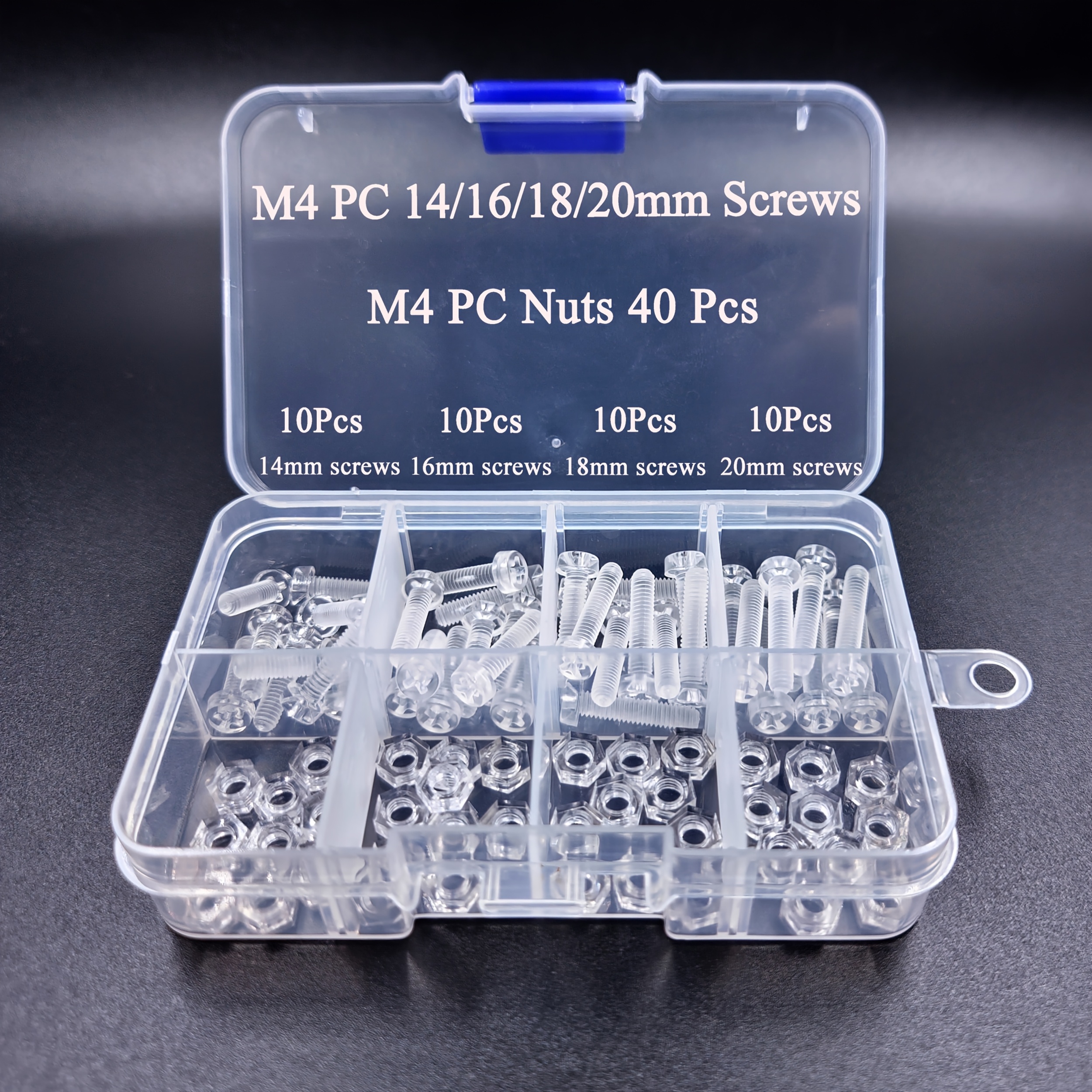 TEMU 80pcs M4*6/8/10/12mm Pc Transparent Plastic -recessed Round Head Screws And Hexagonal Nuts, -resistant, For Diy, Model And Electronic Product