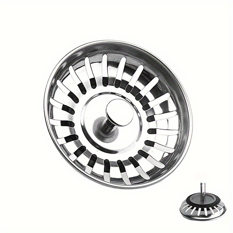 Stainless Steel Kitchen Sink Strainer & Stopper - Polished Waste Plug with Hair Catcher for Bathroom and Kitchen Drain Protection