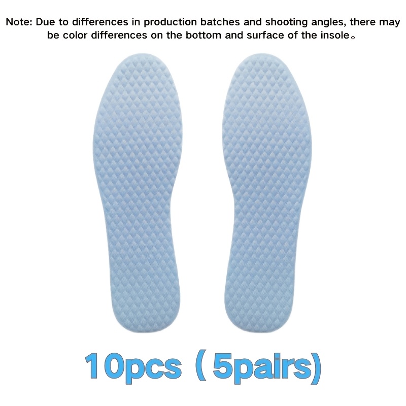 Image of 10pcs (5 Sets) Of Summer Cool-feel Insoles, Barefoot Insoles, Sweat-absorbing, Moisture-wicking, Soft And Comfortable, Reusable, Suitable For All Types Of Shoes, 5 Pairs Per Set, Purple/blue
