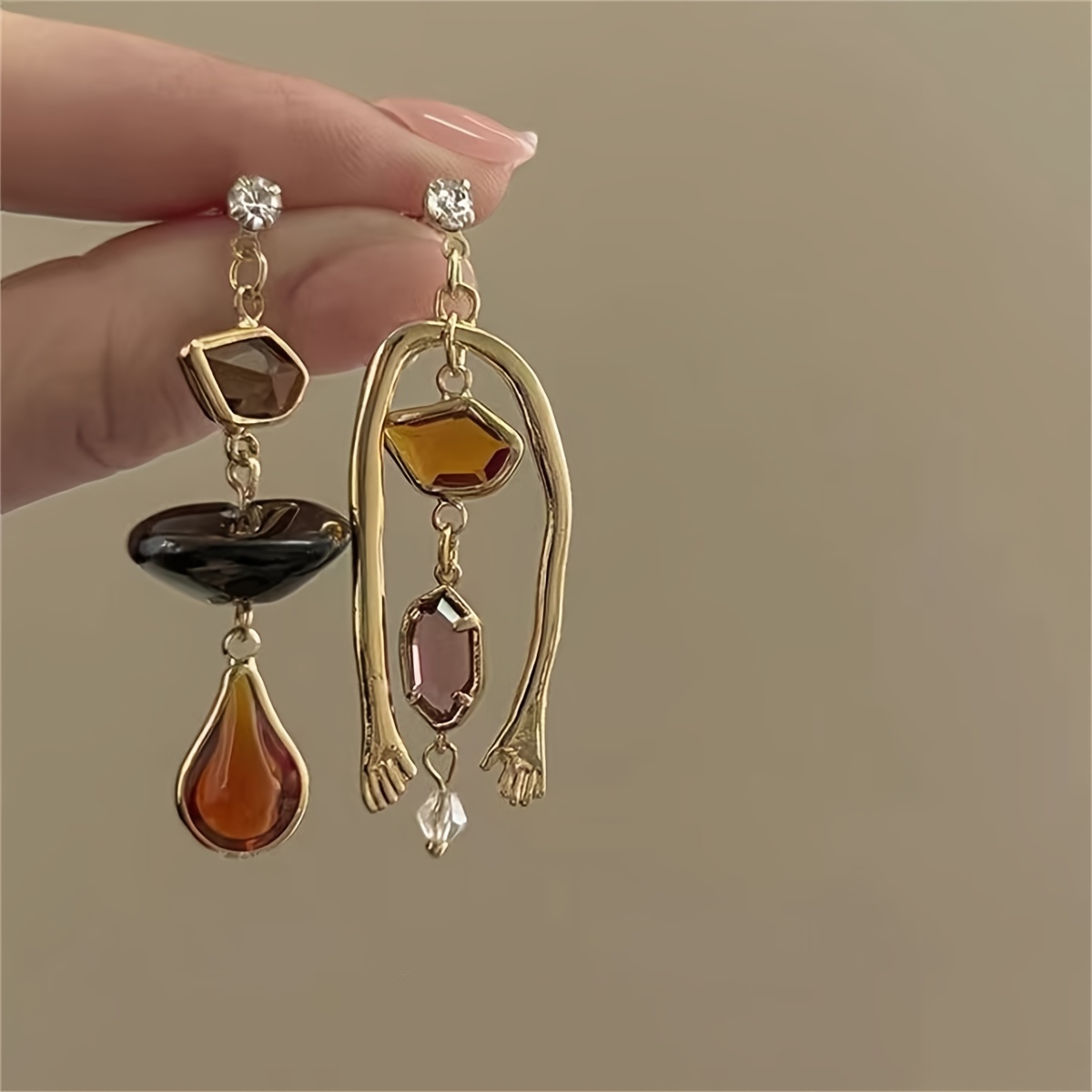 TEMU Elegant Asymmetrical Earrings For Women, Fashion Trendy Dangle Earrings, Chic Jewelry
