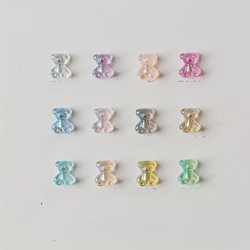 

12pcs Aurora Cute Bear Earrings Transparent Ear Pins Resin Plastic Earrings