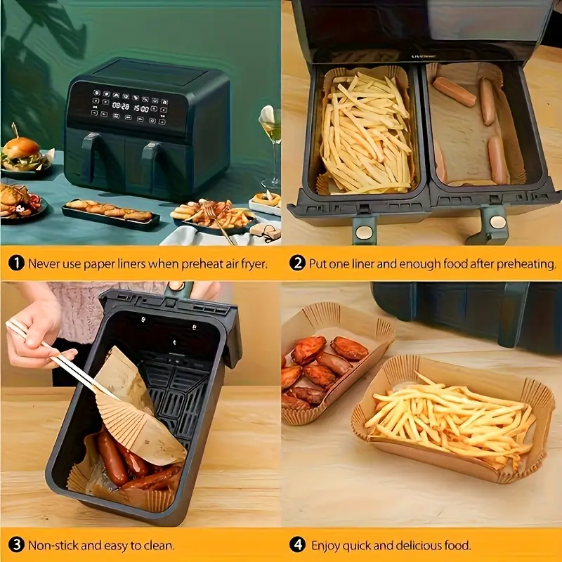 100 200 500pcs non stick air fryer disposable paper mat rectangular non stick sheepskin baking paper suitable for dz201 dz401 dz550 fryer air fryer accessories oil and waterproof kitchen accessories baking supplies christmas best for christmas thanksgiving Product details 0