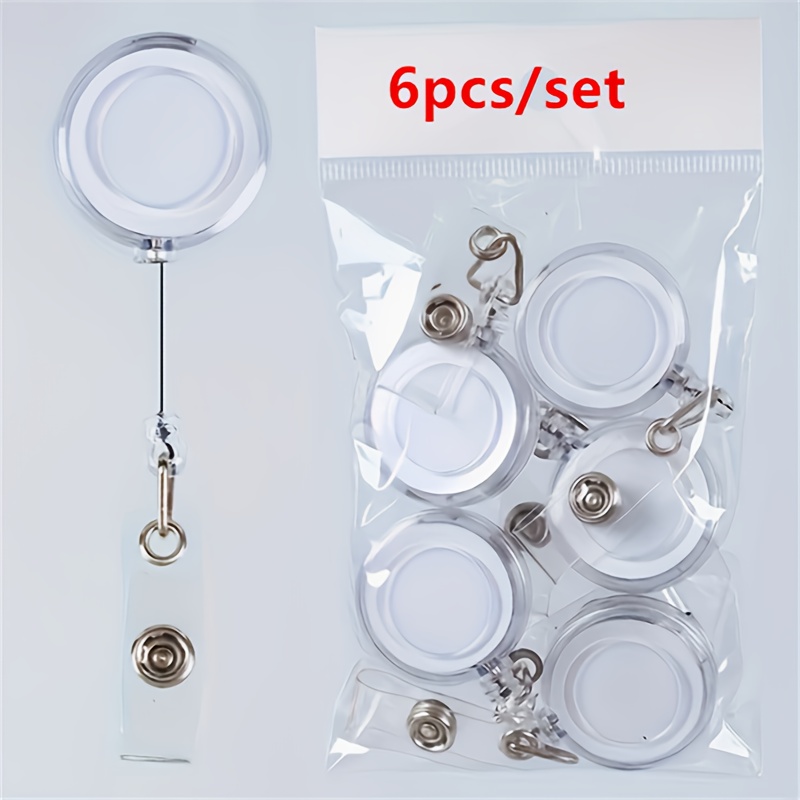 TEMU 2d 6pcs Retractable Pull Badge Reel With Multiple Colors Optional For Name Card Badge Reels Nurse Badges Card Holder School Supplies Office
