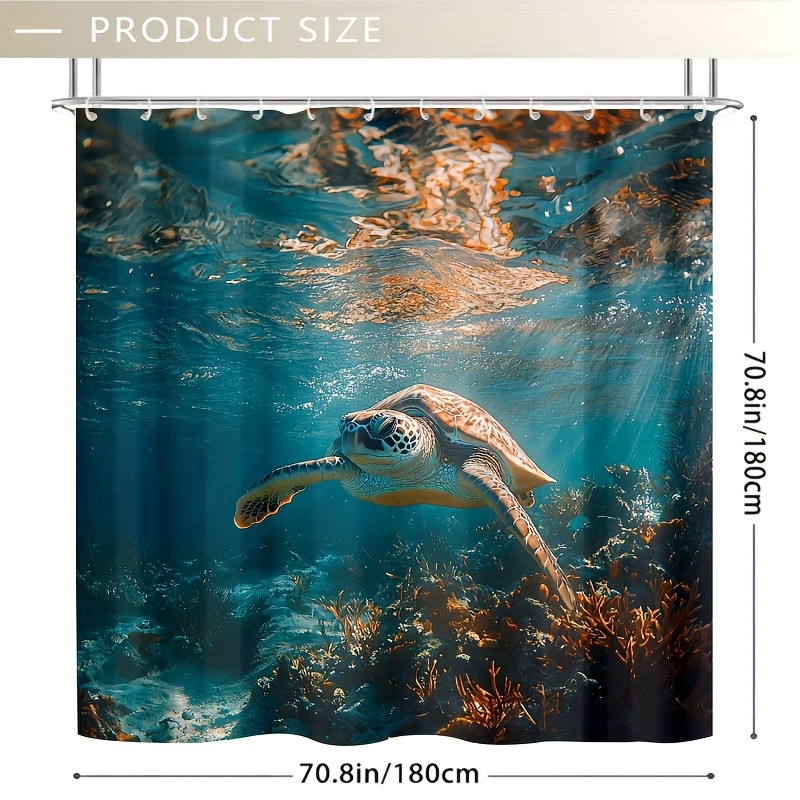 1pc sea turtle   shower curtain 70 8x70 8 inch durable polyester easy   themed design with clear blue water vibrant coral   bathroom bathtub or window decor bathtub curtain   theme decor durable shower curtain shower curtains for bathroom