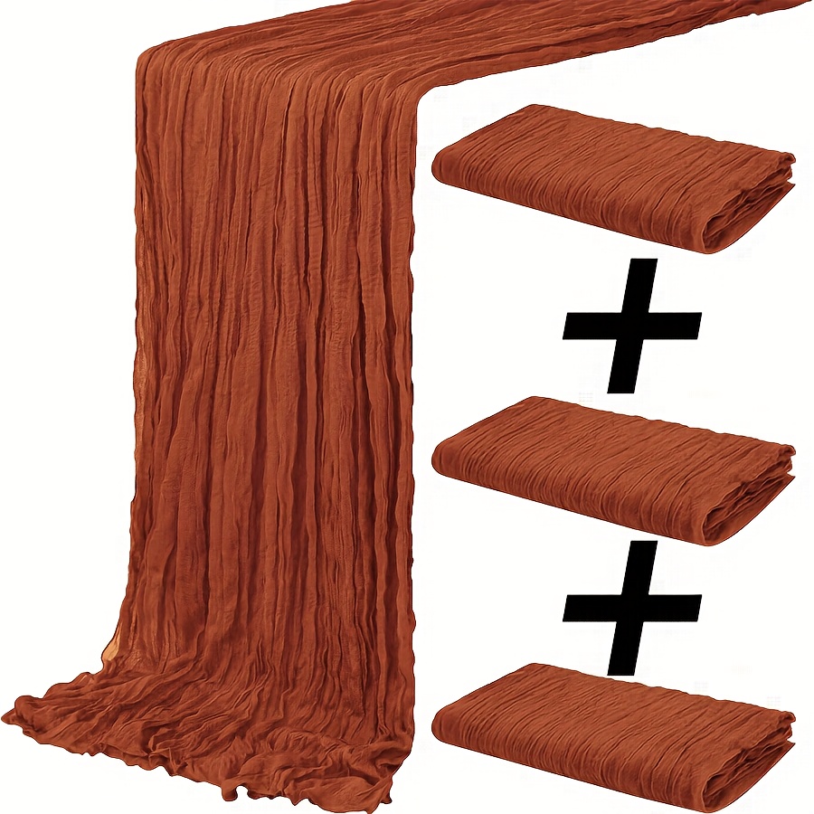 E-shop 3er-Set Tischläufer aus Käseleinen, 35 x 118 Zoll (ca. 90 cm), langer Tischläufer im böhmischen Stil aus Käseleinen, halbtransparenter