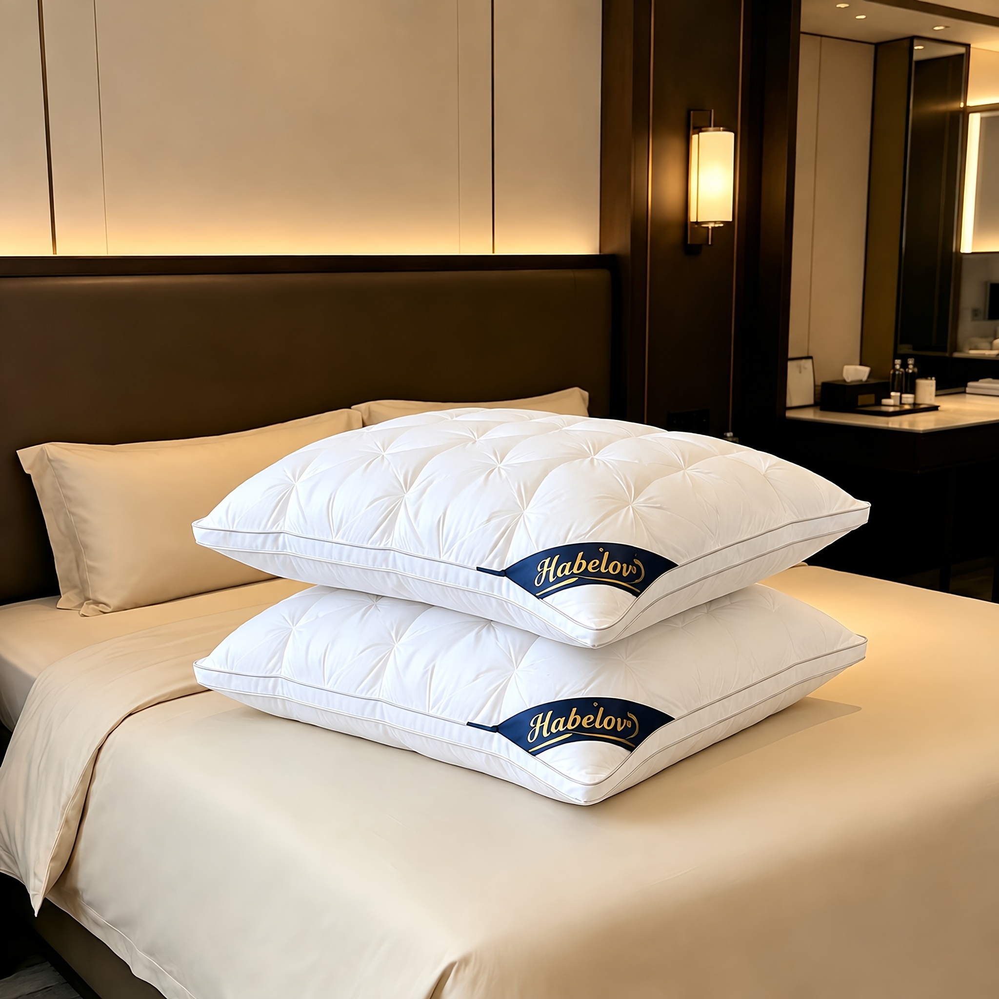 TEMU 1/2/4pcs Luxury Hotel - Deep Sleep Neck Support, High-density Pillowcases With White Satin, 100% Polyester Filling, Vacuum Compressed Packaging,