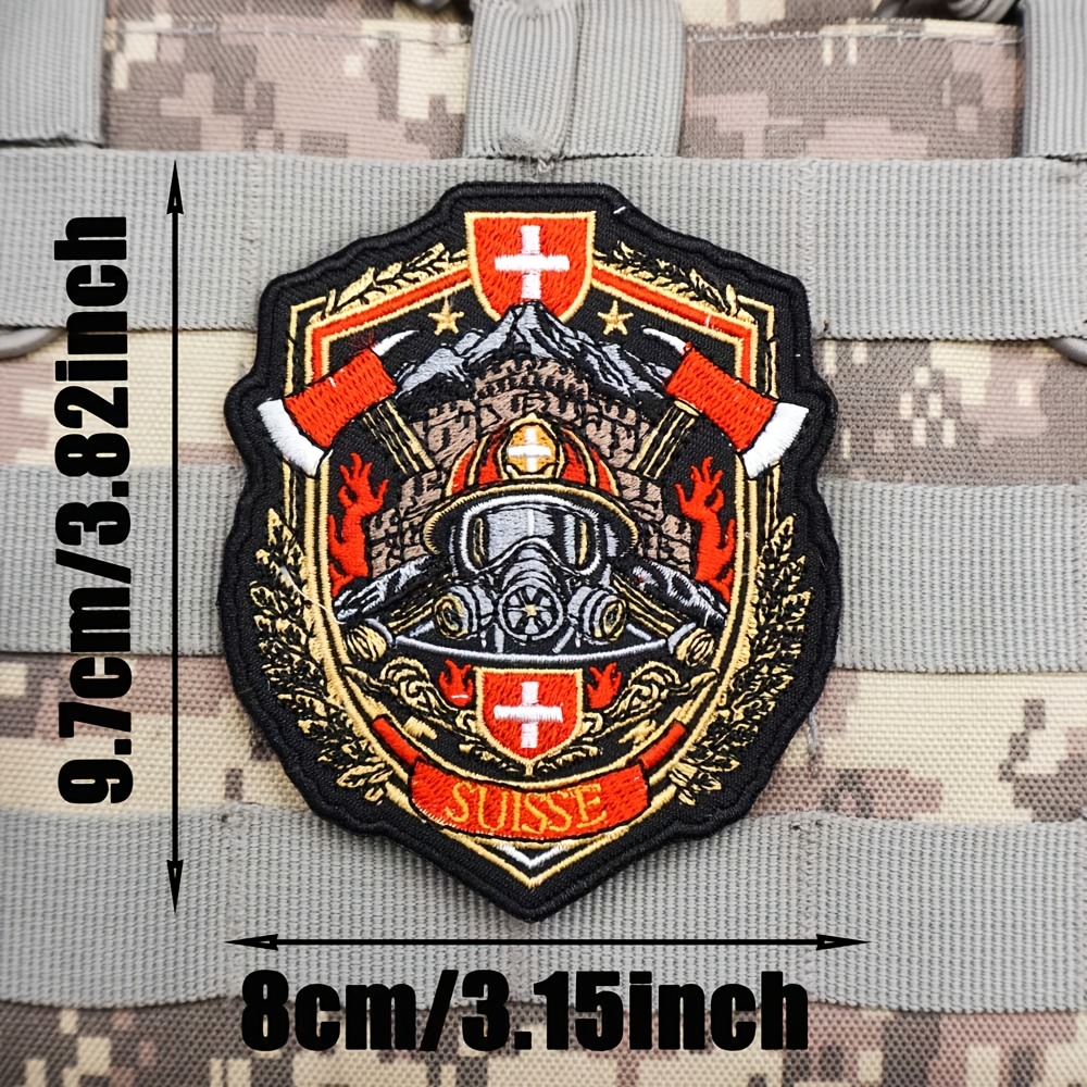 TEMU Suisse Embroidered Fabric Patch With Hook Backing   Loop Backing For Vests/suspenders, Badge Embroidery Hook Fastener Backing, Backpack Patch,